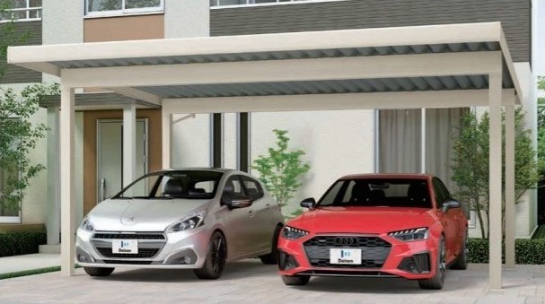 丈夫な耐風圧カーポート 2台用